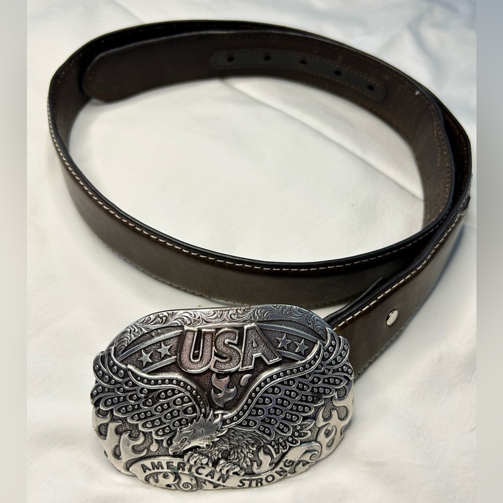 Nocona American Strong USA Eagle Leather Belt Size 38 Pride Patriotic